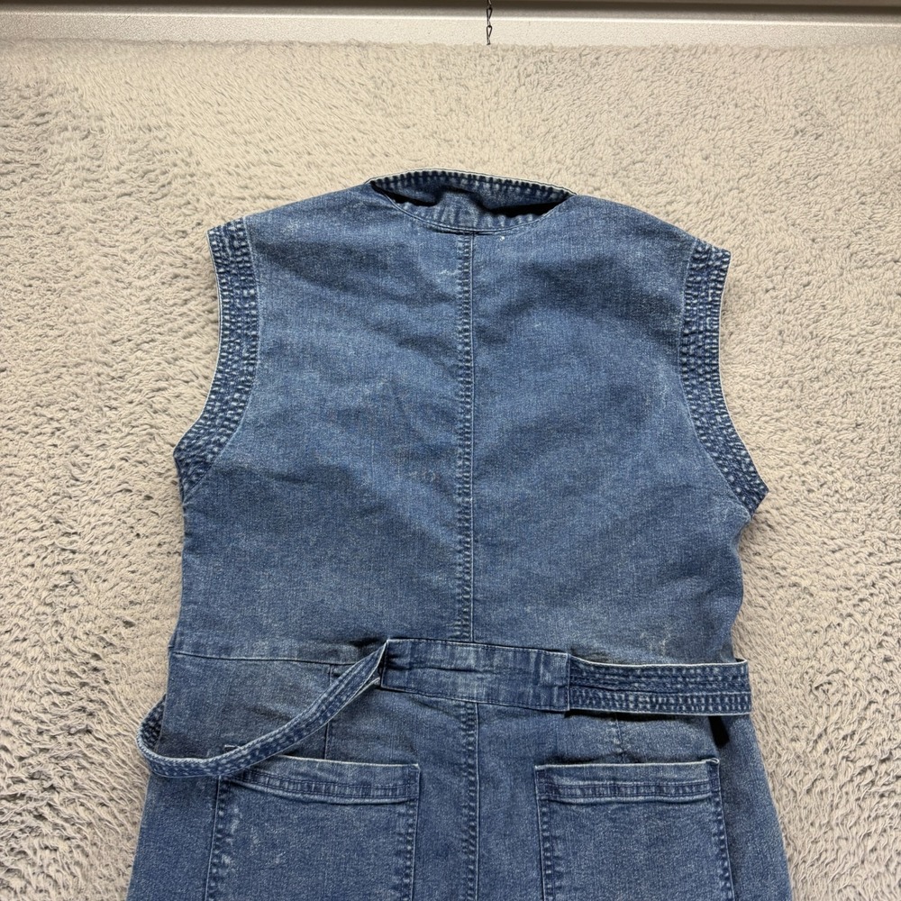 Cato Jumpsuit Womens 10 Blue Denim Chic Boho Collared Straight Stretch Travel - Picture 7 of 12